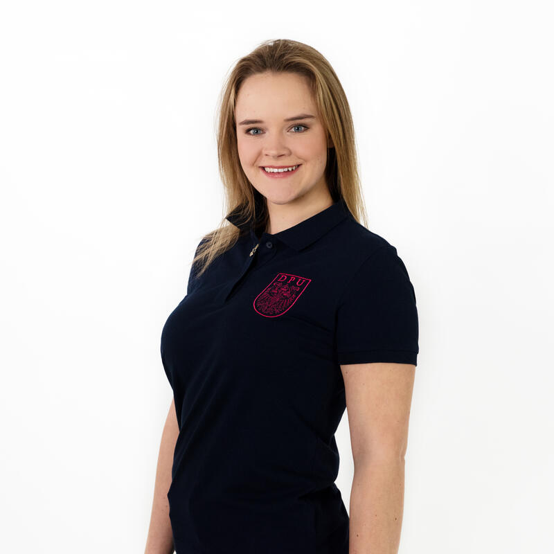 Women's Polo Shirt navy - pink embroidery
